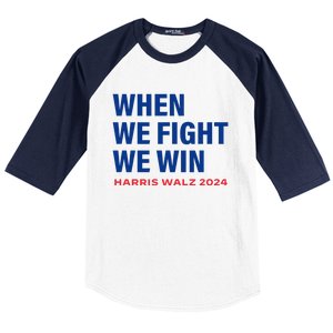 Kamala Harris Walz 2024 When We Fight We Win Election Waltz Baseball Sleeve Shirt