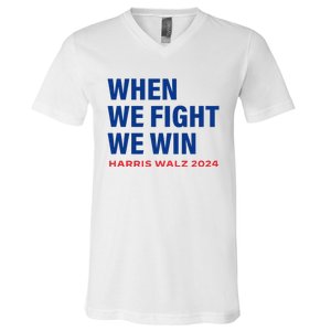 Kamala Harris Walz 2024 When We Fight We Win Election Waltz V-Neck T-Shirt