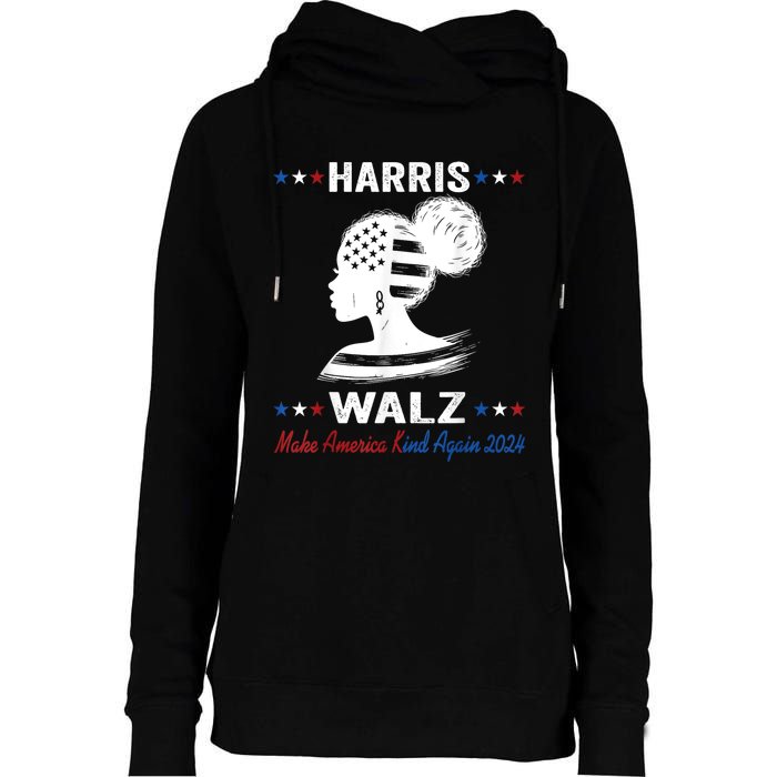 Kamala Harris Walz 2024 Make America Kind Again Harris Waltz Womens Funnel Neck Pullover Hood