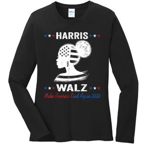 Kamala Harris Walz 2024 Make America Kind Again Harris Waltz Ladies Long Sleeve Shirt