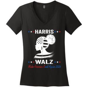 Kamala Harris Walz 2024 Make America Kind Again Harris Waltz Women's V-Neck T-Shirt