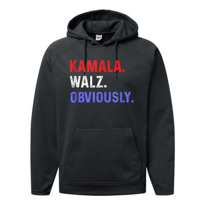 Kamala Harris Walz Obviously Performance Fleece Hoodie