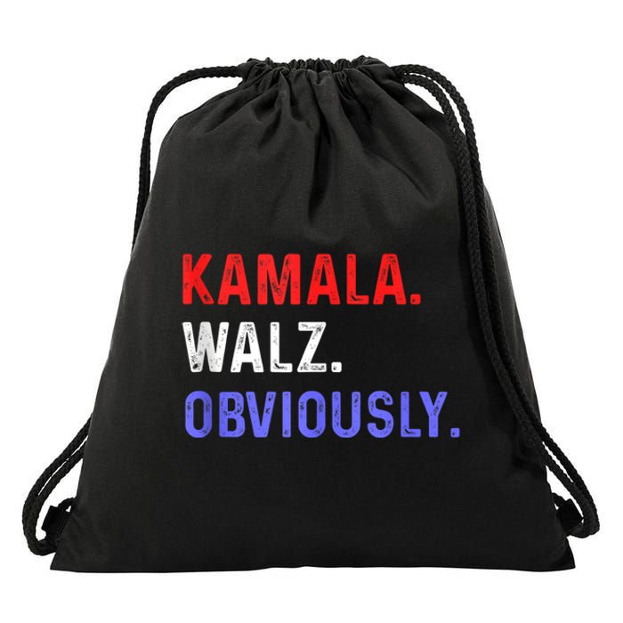 Kamala Harris Walz Obviously Drawstring Bag