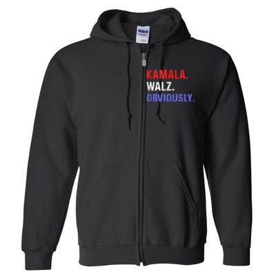 Kamala Harris Walz Obviously Full Zip Hoodie