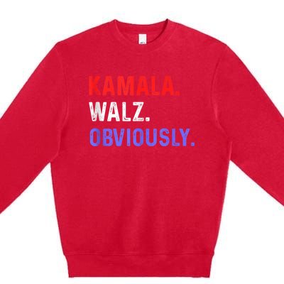 Kamala Harris Walz Obviously Premium Crewneck Sweatshirt