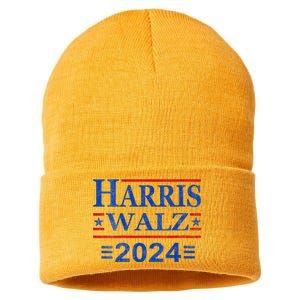 Kamala Harris Walz 2024 Democratic Vp President 47th Us Flag Sustainable Knit Beanie