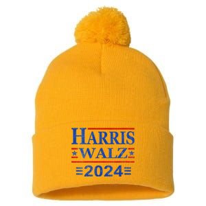 Kamala Harris Walz 2024 Democratic Vp President 47th Us Flag Pom Pom 12in Knit Beanie