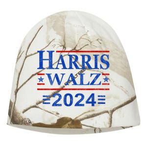 Kamala Harris Walz 2024 Democratic Vp President 47th Us Flag Kati - Camo Knit Beanie