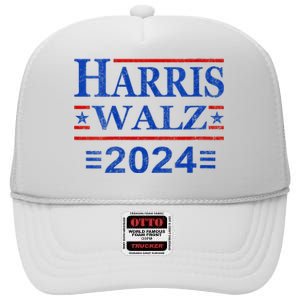 Kamala Harris Walz 2024 Democratic Vp President 47th Us Flag High Crown Mesh Back Trucker Hat