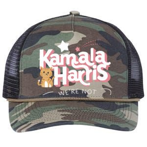 Kamala Harris WeRe Not Going Back Cat Design Gift Retro Rope Trucker Hat Cap