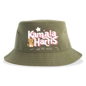 Kamala Harris WeRe Not Going Back Cat Design Gift Sustainable Bucket Hat