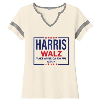 Kamala Harris Walz Make America Joyful 2024 Design Ladies Halftime Notch Neck Tee