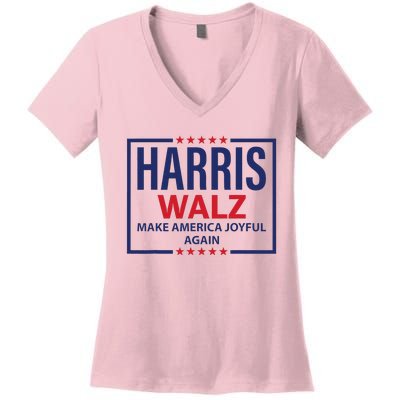 Kamala Harris Walz Make America Joyful 2024 Design Women's V-Neck T-Shirt