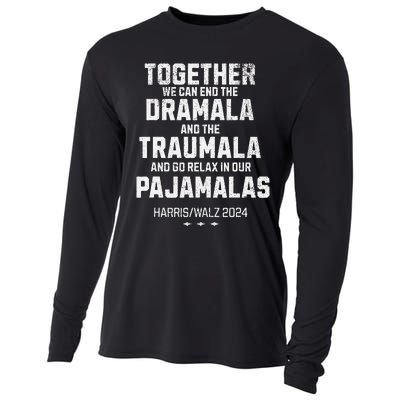 Kamala Harris Walz 2024 We Can End Dramala Traumala Gift Cooling Performance Long Sleeve Crew