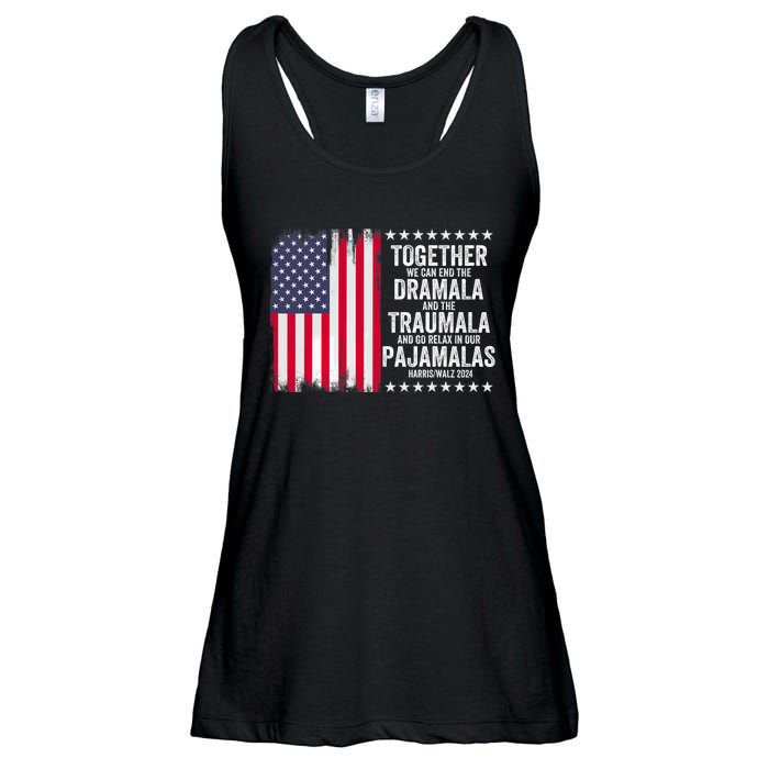 Kamala Harris Walz 2024 We Can End Dramala Traumala Ladies Essential Flowy Tank