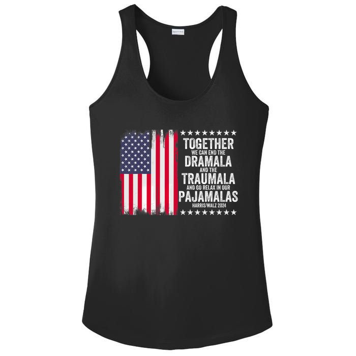 Kamala Harris Walz 2024 We Can End Dramala Traumala Ladies PosiCharge Competitor Racerback Tank