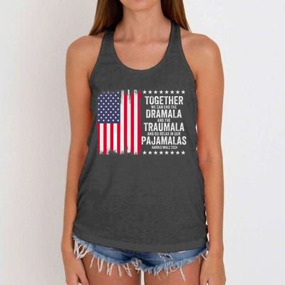 Kamala Harris Walz 2024 We Can End Dramala Traumala Women's Knotted Racerback Tank