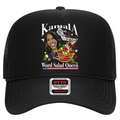 Kamala Harris Word Salad Queen Funny High Crown Mesh Back Trucker Hat