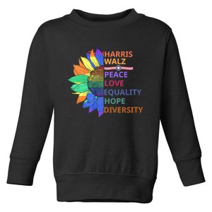 Kamala Harris Waltz Peace Love Equality Hope Diversity Toddler Sweatshirt