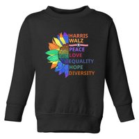 Kamala Harris Waltz Peace Love Equality Hope Diversity Toddler Sweatshirt