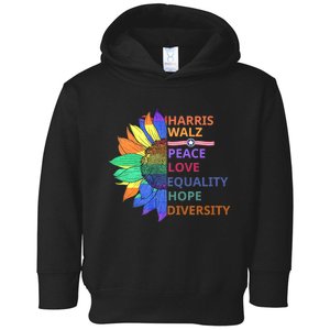 Kamala Harris Waltz Peace Love Equality Hope Diversity Toddler Hoodie