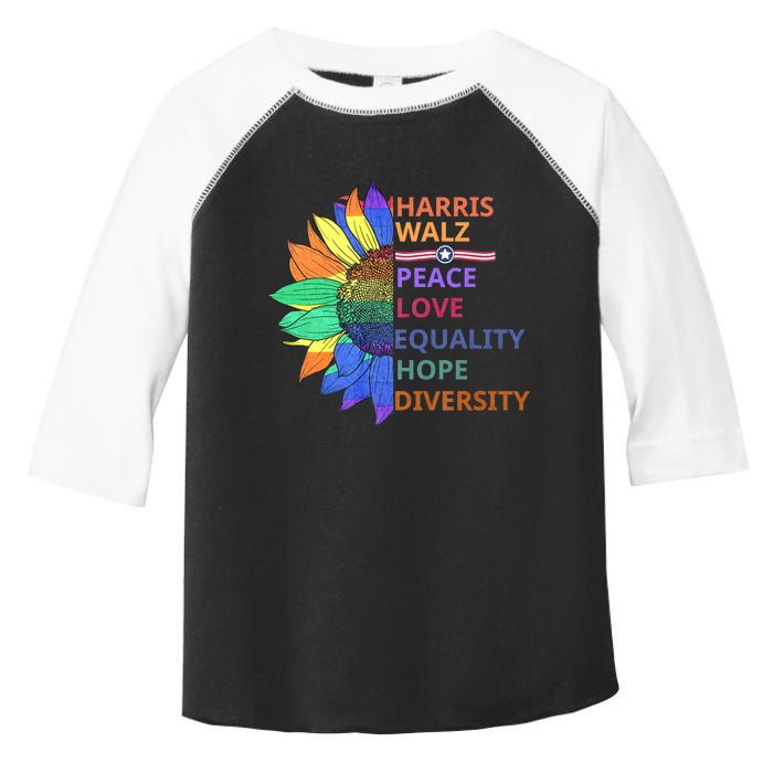 Kamala Harris Waltz Peace Love Equality Hope Diversity Toddler Fine Jersey T-Shirt