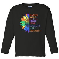 Kamala Harris Waltz Peace Love Equality Hope Diversity Toddler Long Sleeve Shirt