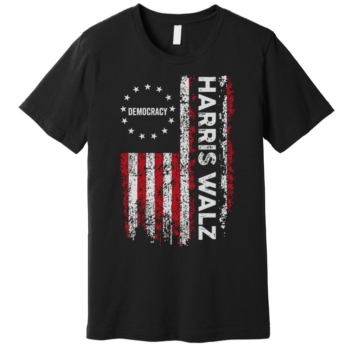 Kamala Harris Walz 2024 Harris Waltz Vp President 47th Flag Premium T-Shirt