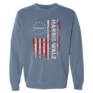 Kamala Harris Walz 2024 Harris Waltz Vp President 47th Flag Garment-Dyed Sweatshirt