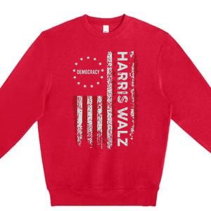 Kamala Harris Walz 2024 Harris Waltz Vp President 47th Flag Premium Crewneck Sweatshirt