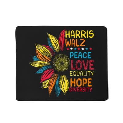 Kamala Harris Walz Peace Love Equality Hope Diversity Mousepad