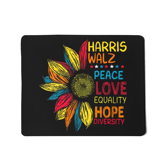 Kamala Harris Walz Peace Love Equality Hope Diversity Mousepad