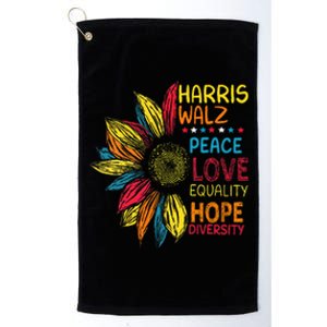 Kamala Harris Walz Peace Love Equality Hope Diversity Platinum Collection Golf Towel