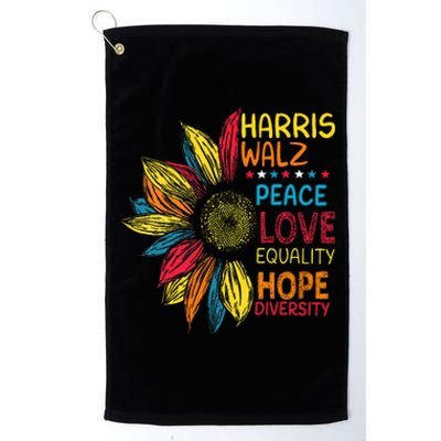 Kamala Harris Walz Peace Love Equality Hope Diversity Platinum Collection Golf Towel