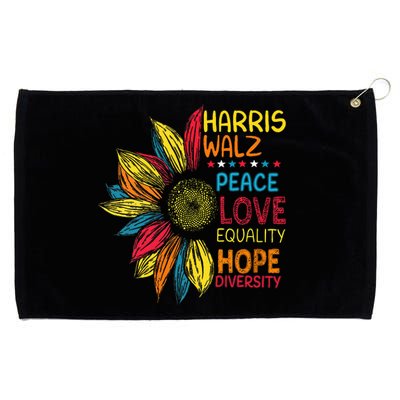 Kamala Harris Walz Peace Love Equality Hope Diversity Grommeted Golf Towel