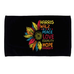 Kamala Harris Walz Peace Love Equality Hope Diversity Microfiber Hand Towel