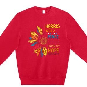 Kamala Harris Walz Peace Love Equality Hope Diversity Premium Crewneck Sweatshirt