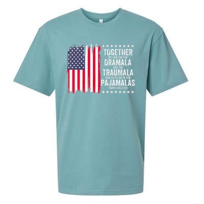 Kamala Harris Walz 2024 We Can End Dramala Traumala Sueded Cloud Jersey T-Shirt