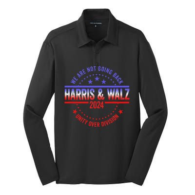 Kamala Harris Waltz 2024 We Are Not Going Back Silk Touch Performance Long Sleeve Polo