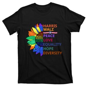 Kamala Harris Waltz Peace Love Equality Hope Diversity T-Shirt