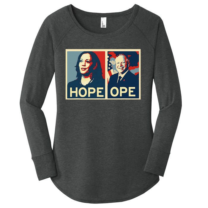 Kamala Hope Walz Ope Harris Walz 2024 Ope Vice President Gift Women's Perfect Tri Tunic Long Sleeve Shirt