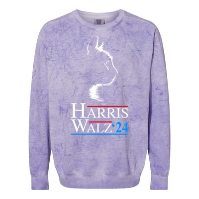 Kamala Harris Walz Waltz 2024 Vp President Funny Cat Ladies Gift Colorblast Crewneck Sweatshirt