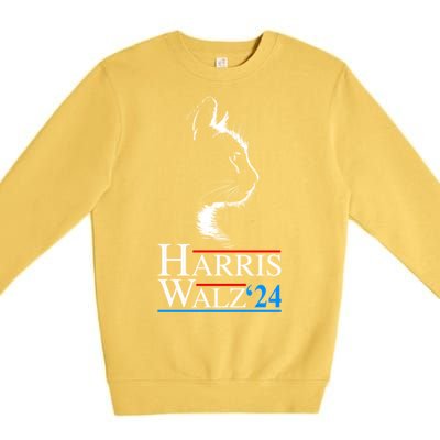 Kamala Harris Walz Waltz 2024 Vp President Funny Cat Ladies Gift Premium Crewneck Sweatshirt