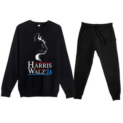 Kamala Harris Walz Waltz 2024 Vp President Funny Cat Ladies Gift Premium Crewneck Sweatsuit Set