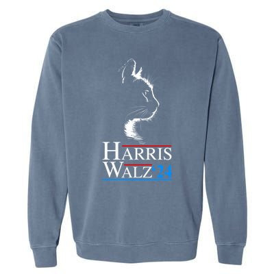 Kamala Harris Walz Waltz 2024 Vp President Funny Cat Ladies Gift Garment-Dyed Sweatshirt