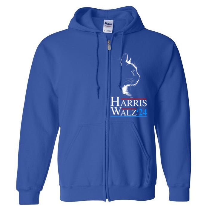 Kamala Harris Walz Waltz 2024 Vp President Funny Cat Ladies Gift Full Zip Hoodie