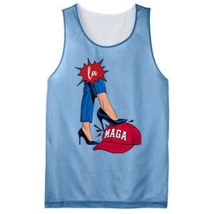 Kamala Harris With High Heels Stepping On Red Hat 2024 Mesh Reversible Basketball Jersey Tank