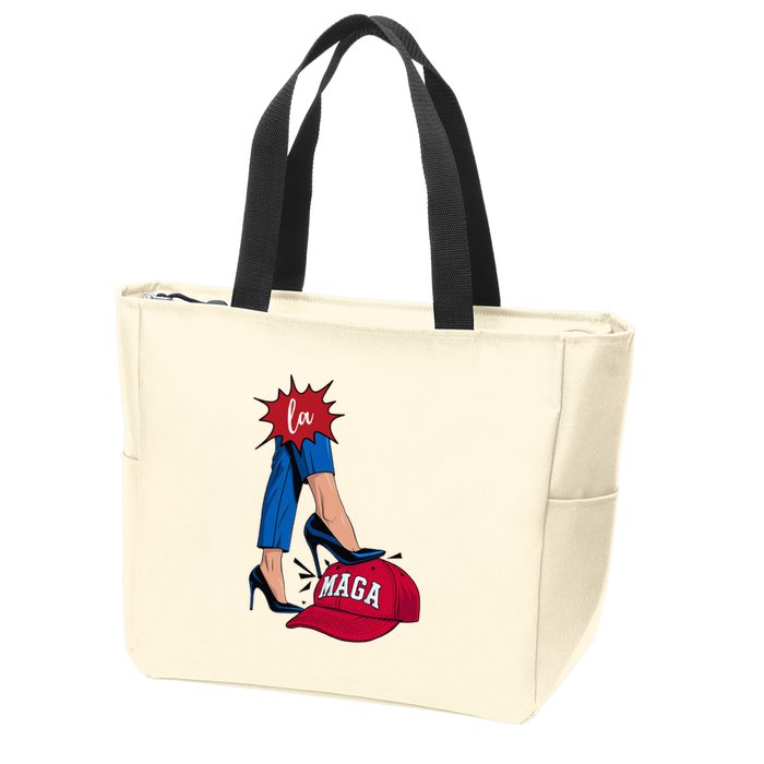 Kamala Harris With High Heels Stepping On Red Hat 2024 Zip Tote Bag