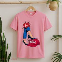 Kamala Harris With High Heels Stepping On Red Hat 2024 T-Shirt