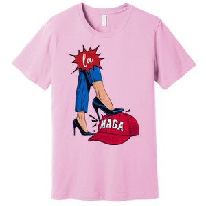 Kamala Harris With High Heels Stepping On Red Hat 2024 Premium T-Shirt